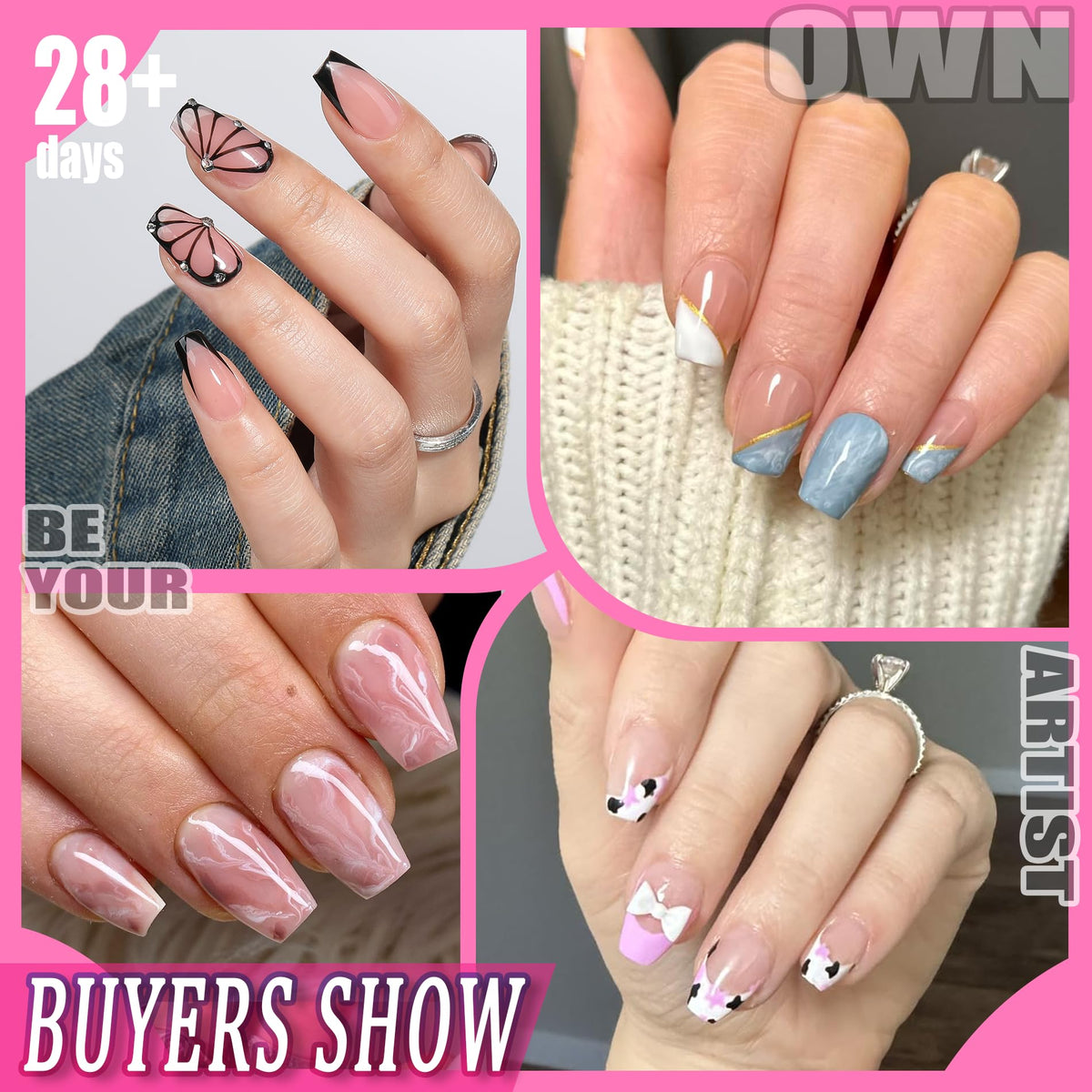 UNA GELLA Short Sharp Square Nail Tips 504pcs X-Soft Flat Square Nails