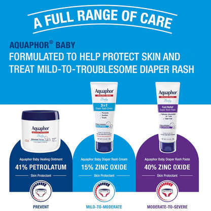 Aquaphor Baby Diaper Rash Cream with Zinc Oxide, Multipack, 3 x 3.5 OZ