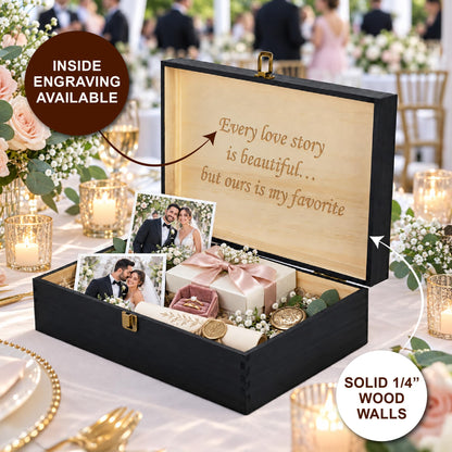 Personalized Wooden Keepsake Box, Custom Engraved Memory Box with Lid