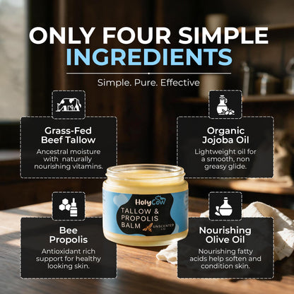 HolyCow Grass Fed Beef Tallow For Skin with Jojoba Oil, 2 Ounce - Unscented