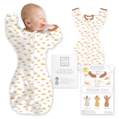 SwaddleDesigns Transitional Swaddle Sack, Cotton, Heathered Gray, 6-9mo