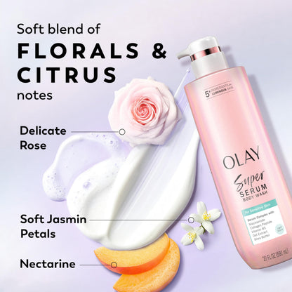 Olay Super Serum Body Wash for Women, For Extra Dry Skin, 28 fl oz
