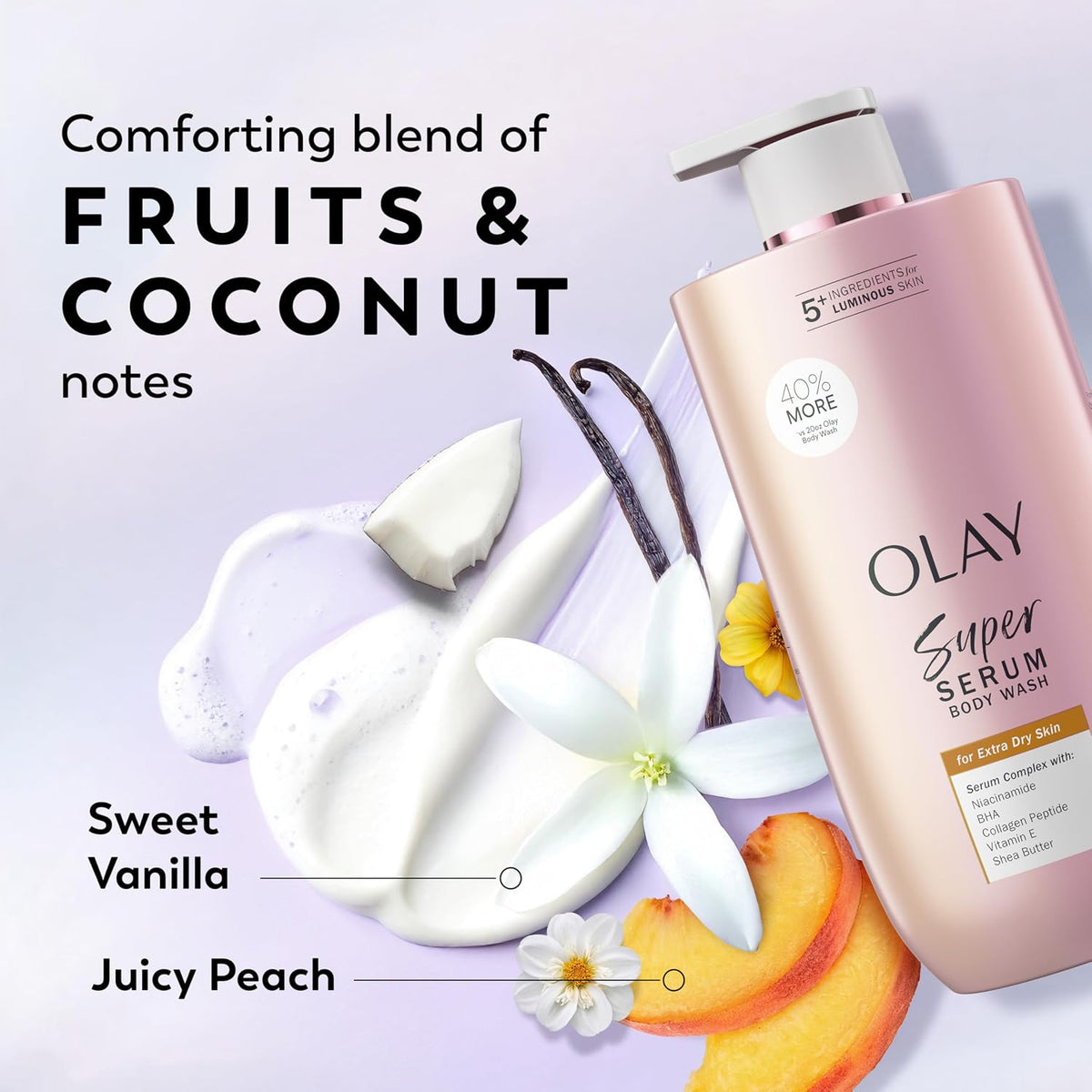 Olay Super Serum Body Wash for Women, For Extra Dry Skin, 28 fl oz