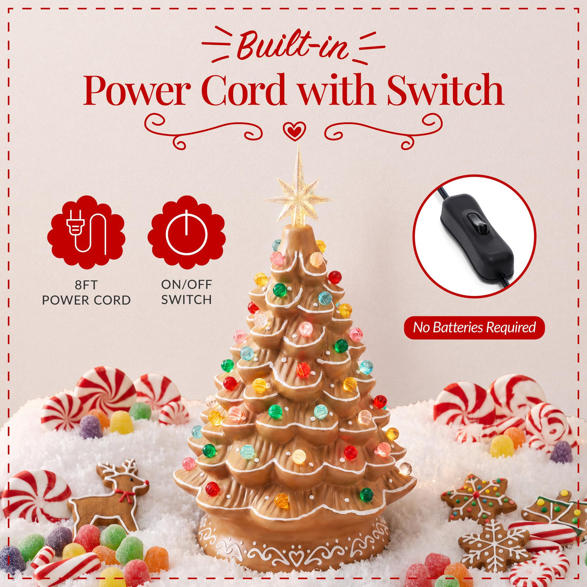 Best Choice Products 15in Ceramic Christmas Tree, Pre-lit Hand-Painted Tabletop Holiday Tree, Star Topper, 64 Lights - Green w/Multicolored Bulbs