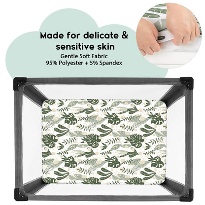 Yoofoss 2-Pack Baby Crib Sheets for Boys Girls 52x28 (Green+Leaf)