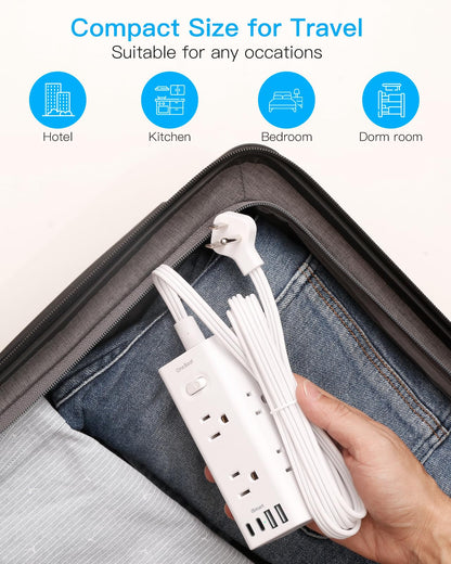 One Beat 5Ft Extension Cord with Multiple Outlets,Flat Plug Power Strip