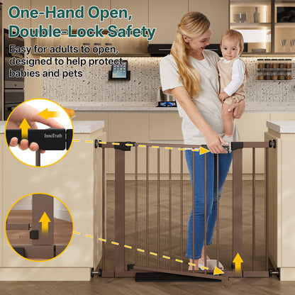 InnoTruth 27-36.6 in Wide Baby Gate for Stairs and Doorways, Black