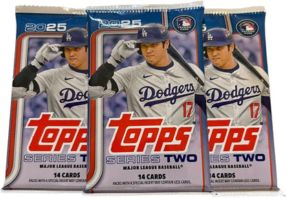 Topps 2025 Series 2 Baseball MLB Trading Cards, 3 Packs, 14 Cards per Pack, 42 Cards Total