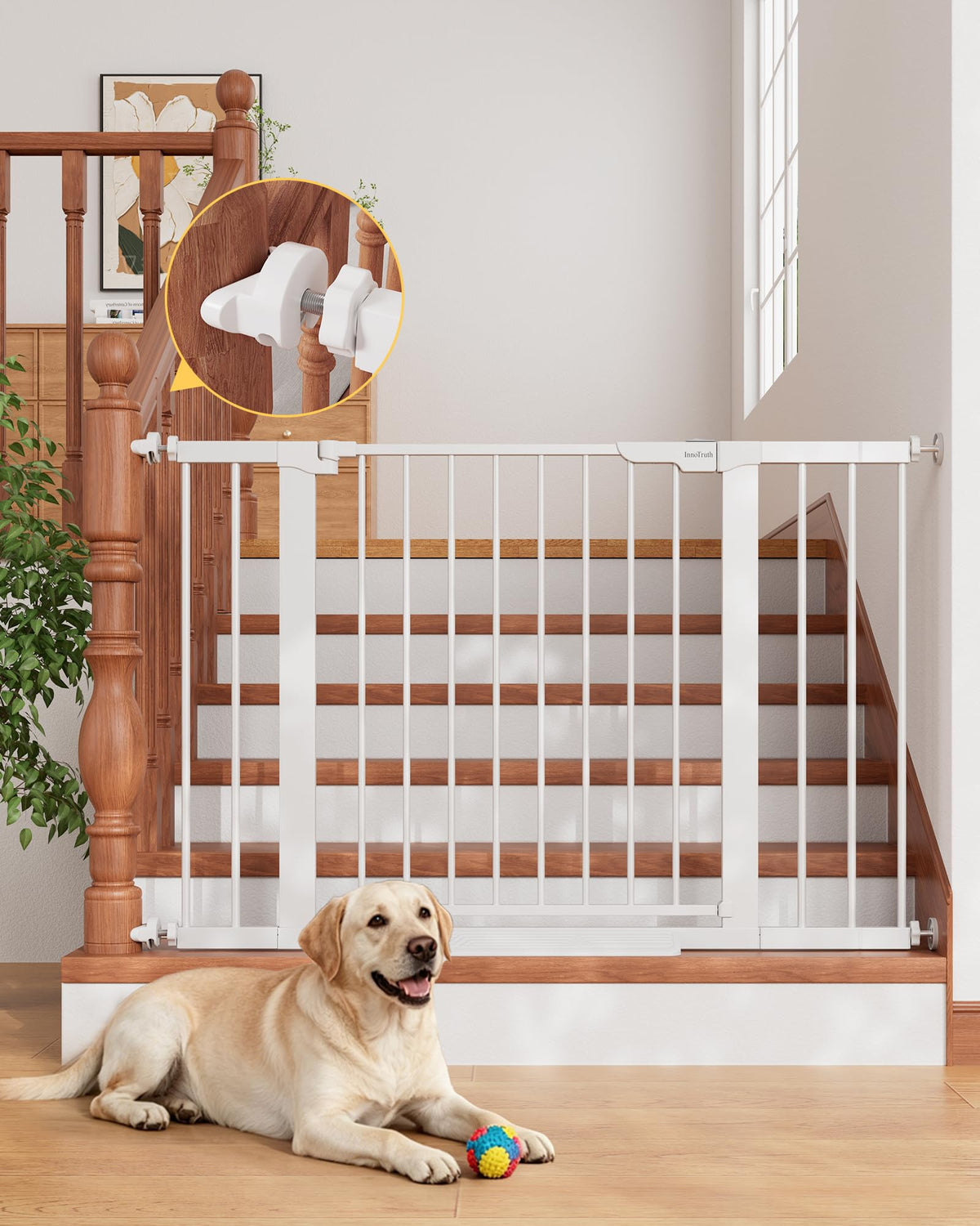 InnoTruth 27-36.6 in Wide Baby Gate for Stairs and Doorways, Black