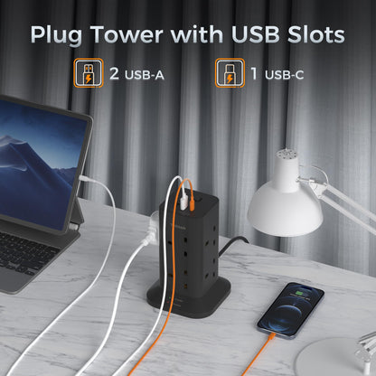 TESSAN Tower Extension Lead 5M with USB C Slots