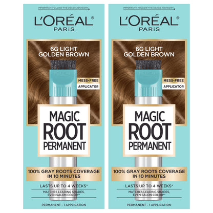 L'Oreal Paris Magic Root Permanent Hair Color Kit, 100% Gray Hair Coverage In Just 10 Minutes, Precision Brush Applicator for Seamless Application, 4 Dark Brown (1 Count)