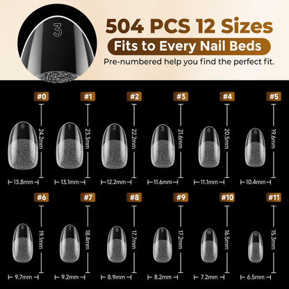 UNA GELLA Short Sharp Square Nail Tips 504pcs X-Soft Flat Square Nails