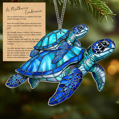 Sea Turtle Gift for Women, Mom & Daughter Christmas Ornament with Card