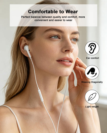 2 Pack Apple MFi Certified Wired Earbuds for iPhone, Lightning Headphones