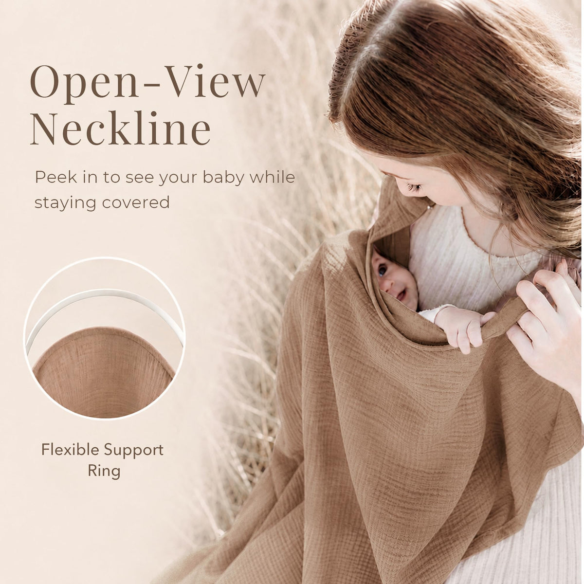 Konssy Muslin Nursing Cover Up for Breastfeeding with Rigid Hoop