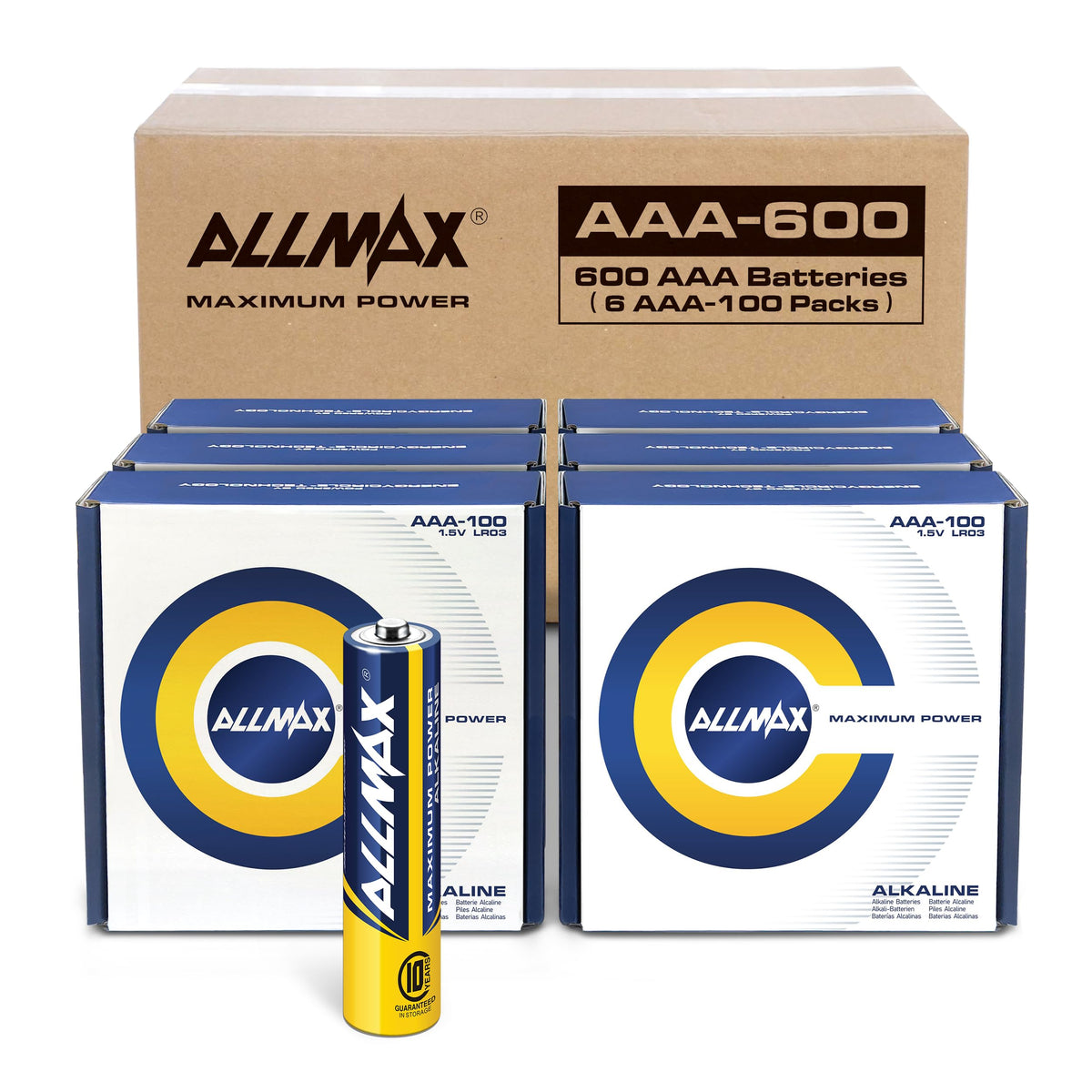 Allmax AAA (LR03) Maximum Power Alkaline Batteries (100 Count) – 1.5V