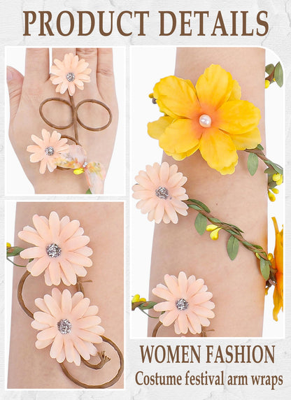 FRESHME Renaissance Fairy Floral Arm Wrap - 1 PC Elf Bracelet Mother Nature Costume Poison Ivy Costume Renfaire Accessories
