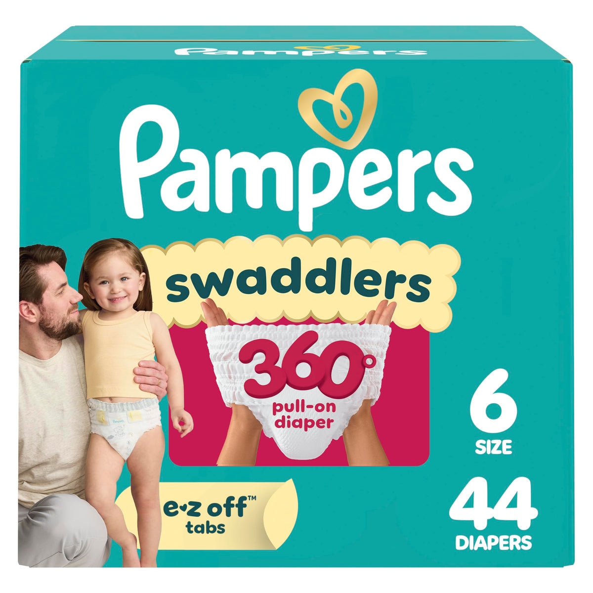 Pampers Diapers - Swaddlers 360° - Size 5, 116 Count, up to 100% Leakproof Comfy Dry Fit, Designed for Easy Changes, Pull On Baby Diaper