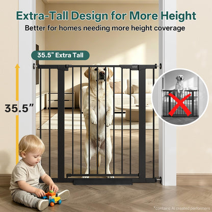 InnoTruth 27-36.6 in Wide Baby Gate for Stairs and Doorways, Black