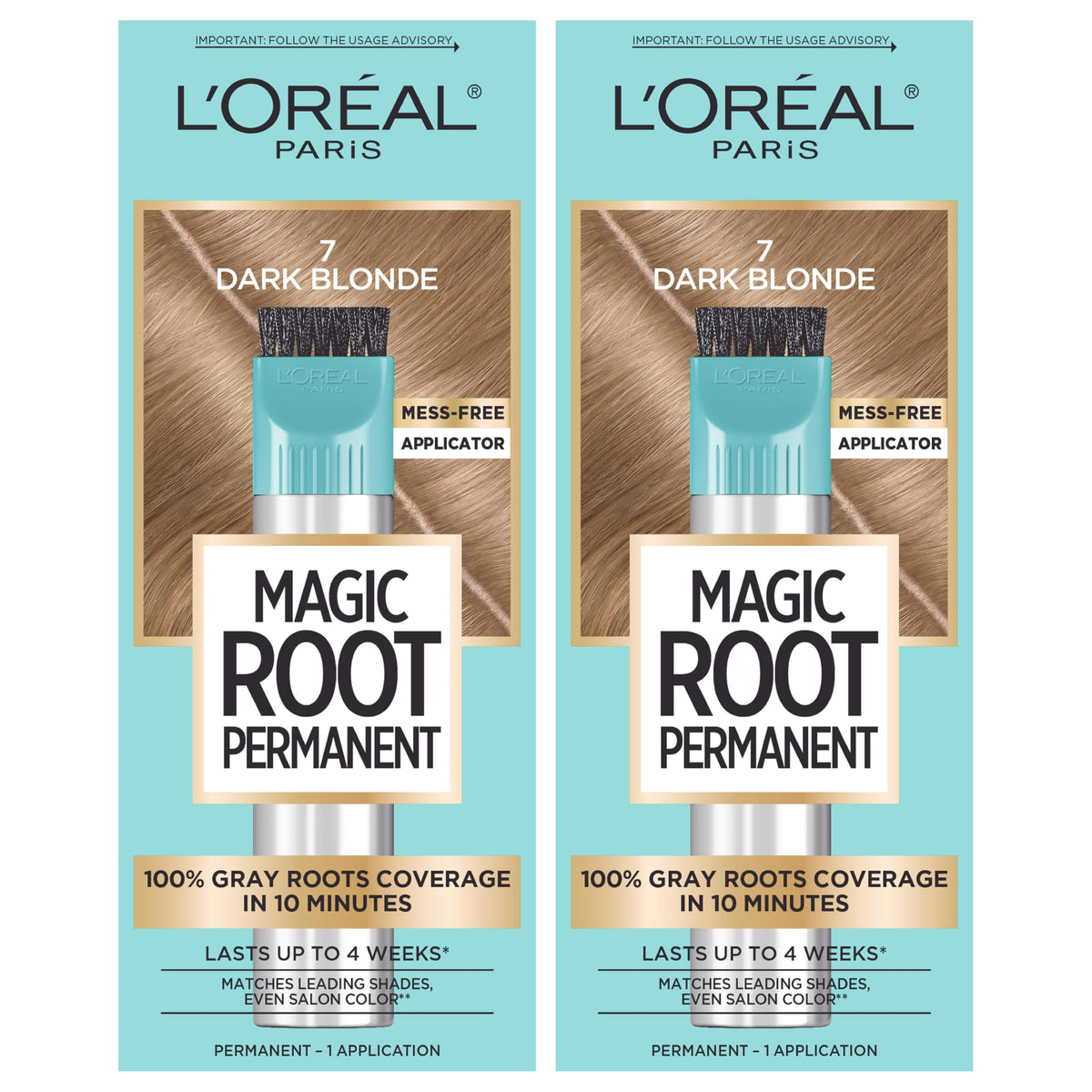L'Oreal Paris Magic Root Permanent Hair Color Kit, 100% Gray Hair Coverage In Just 10 Minutes, Precision Brush Applicator for Seamless Application, 4 Dark Brown (1 Count)