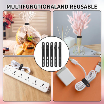 25 Pcs Silicone Cable Ties, Cable Ties Reusable, High Elasticity Cord Wraps for Electrical Cords, Cord Organizer for Earphone, Phone Charger(White)
