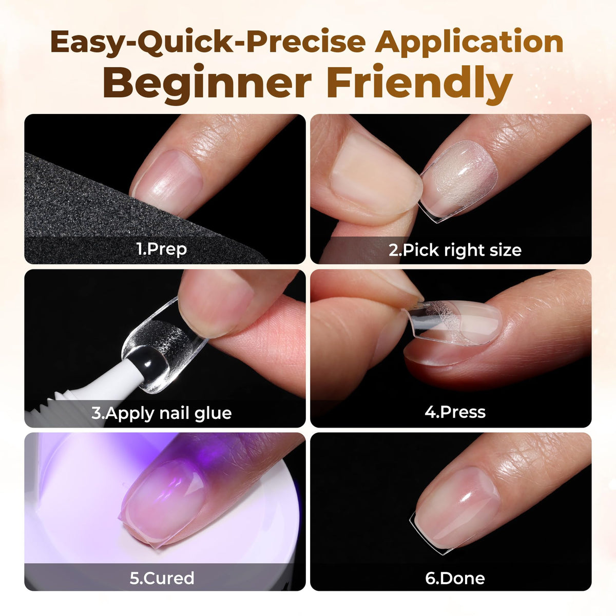 UNA GELLA Short Sharp Square Nail Tips 504pcs X-Soft Flat Square Nails