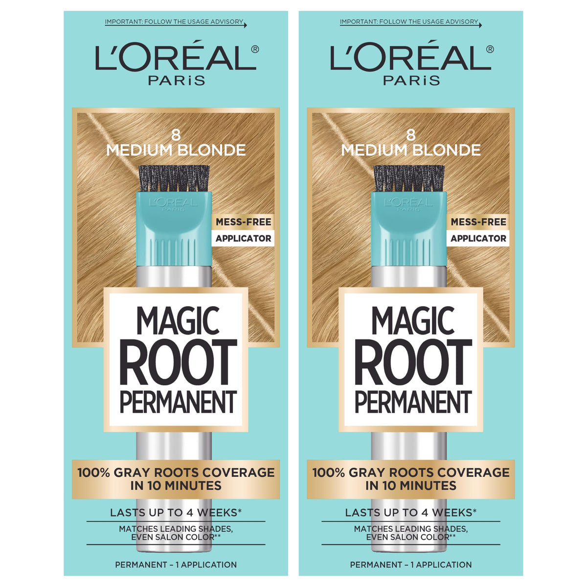 L'Oreal Paris Magic Root Permanent Hair Color Kit, 100% Gray Hair Coverage In Just 10 Minutes, Precision Brush Applicator for Seamless Application, 4 Dark Brown (1 Count)