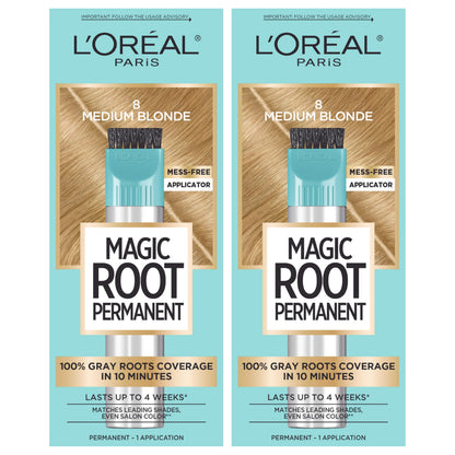 L'Oreal Paris Magic Root Permanent Hair Color Kit, 100% Gray Hair Coverage In Just 10 Minutes, Precision Brush Applicator for Seamless Application, 4 Dark Brown (1 Count)