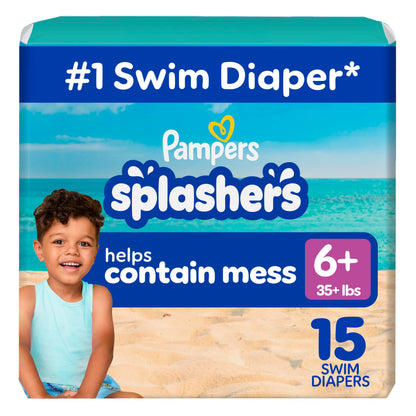 Pampers Splashers Swim Diapers, Size 4, 18 Count, Disposable Swim Diapers, Contains Mess, No Swell