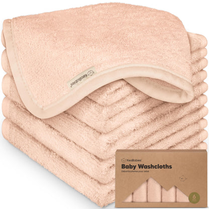 6-Pack Baby Washcloths, Soft Absorbent Washcloths for Face, Body (White)