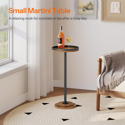 HOOBRO Small Round Side Table, Drink Table, Coffee Martini Table with Pedestal Accent for Small Spaces in Living Room, Bedroom, Sofa Couch, Rustic Brown BF168BZ01