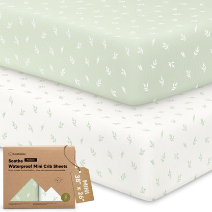 2pk Mini Crib Sheets Fitted 38x26 Pack N Play Mattress Sheet (Bumble Bear)