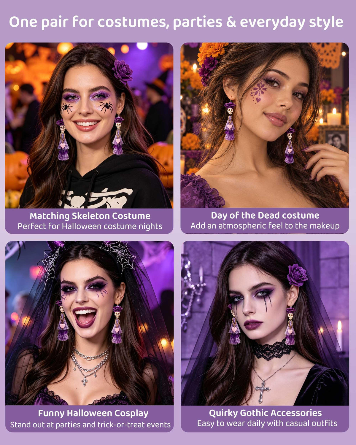 Halloween 3D Skeleton Skull Earrings BOO Ghost Earrings for Women