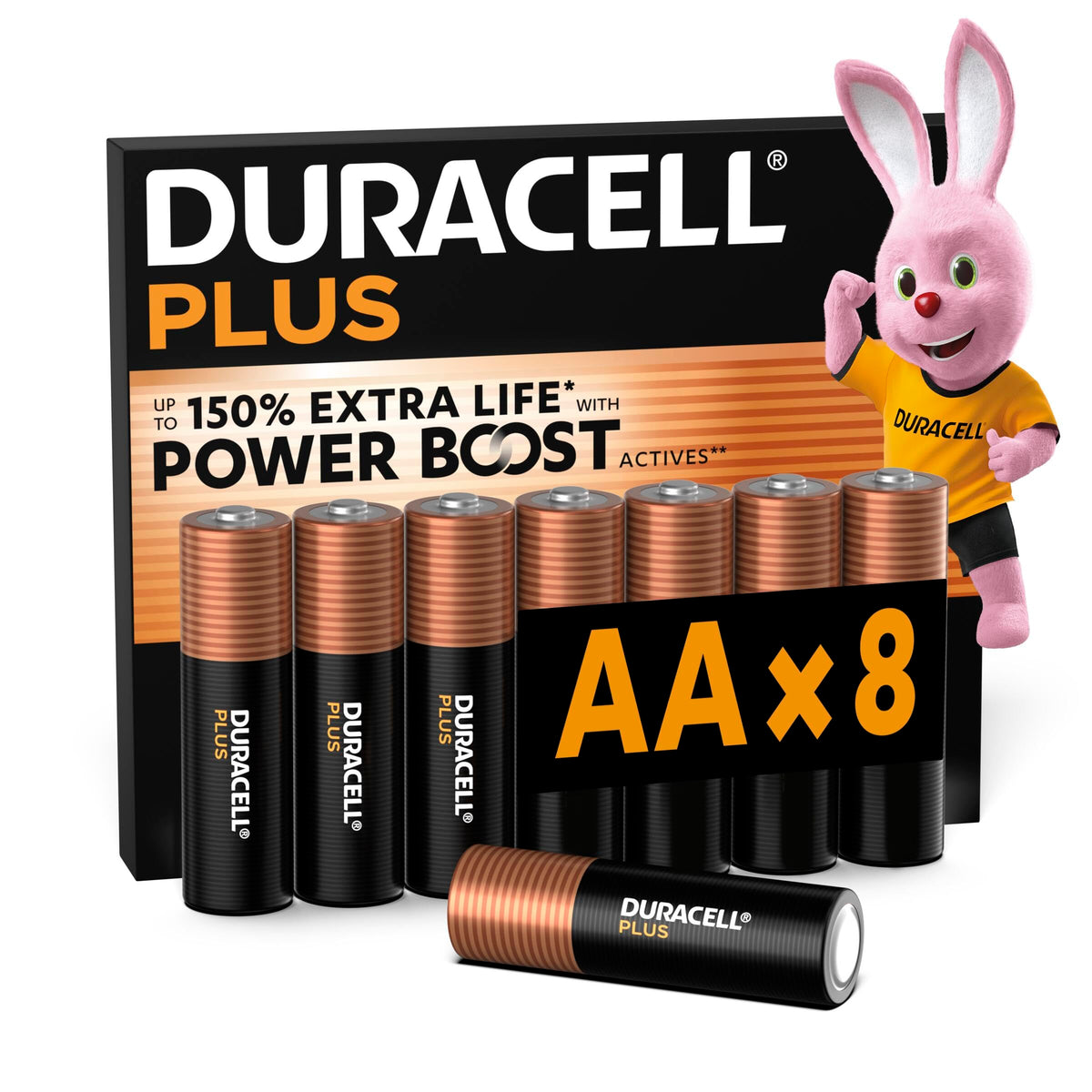 DURACELL Plus 9V Alkaline Batteries (2 Pack) 6LR61
