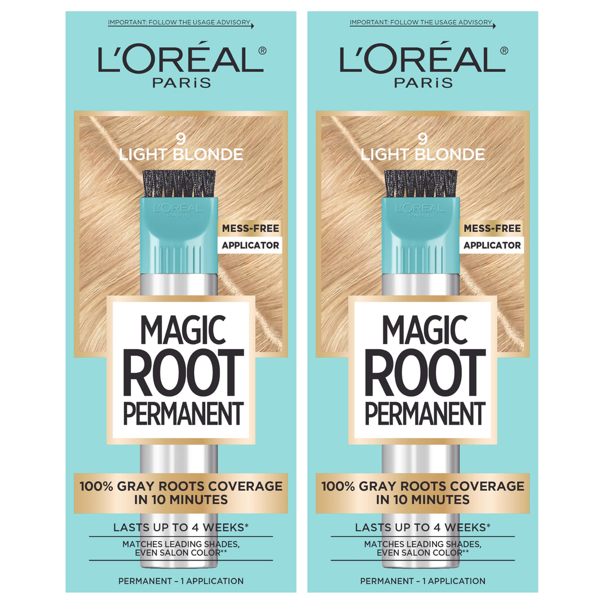 L'Oreal Paris Magic Root Permanent Hair Color Kit, 100% Gray Hair Coverage In Just 10 Minutes, Precision Brush Applicator for Seamless Application, 4 Dark Brown (1 Count)