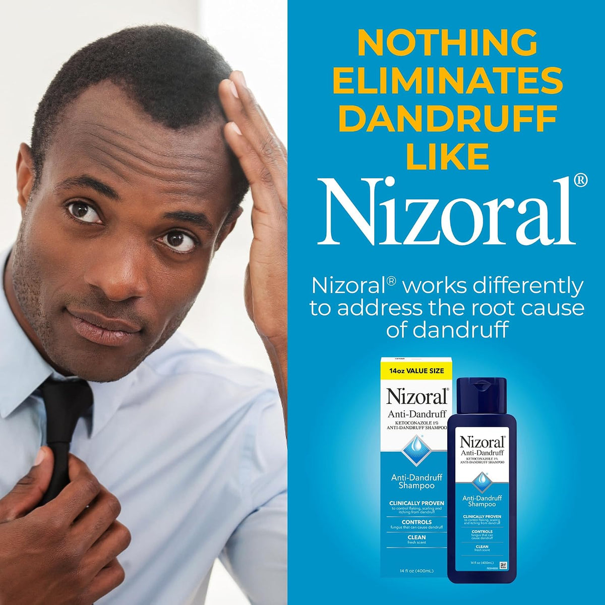 Nizoral Anti-Dandruff Shampoo with 1% Ketoconazole, Fresh Scent, 14 Fl Oz