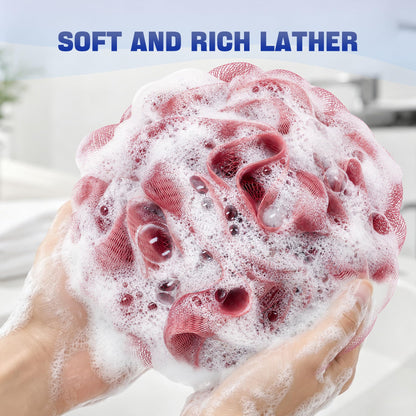 AmazerBath Loofah Sponge 75g/Piece, Exfoliating Bath Sponge Body Scrubber - Loofa Set of 4 Flower Color (Large, Green-Purple)
