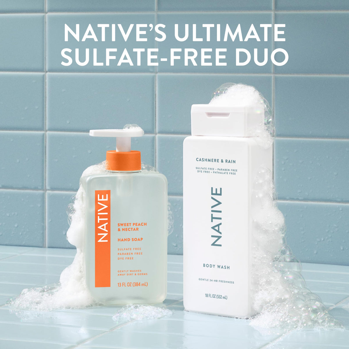 Native Body Wash 3 Pack - Natural Body Wash Women & Men - SLS & Paraben Free - Cucumber & Mint, Coconut & Vanilla, Lavender & Rose
