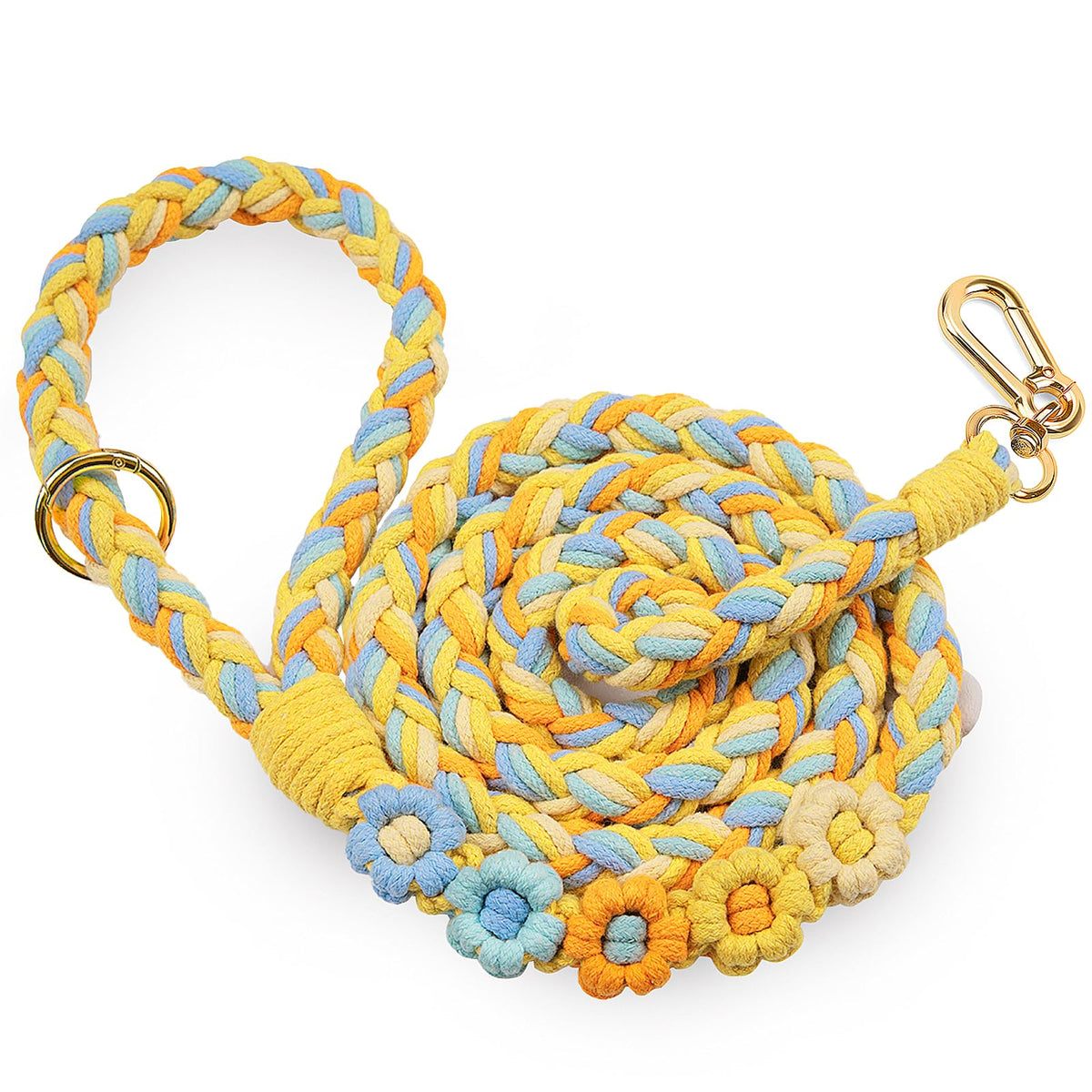 5FT Braided Cotton Rope Leash for Small, Medium and Large Dogs, Red & White Twist