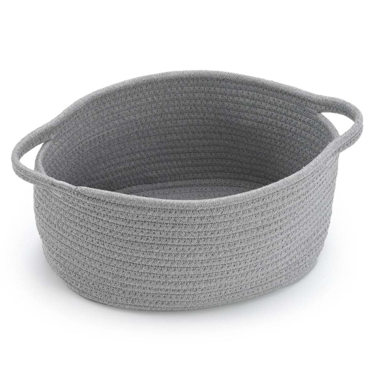 Happyiren Brown Woven Cotton Rope Storage Basket with Lace Trim