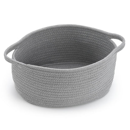 Happyiren Brown Woven Cotton Rope Storage Basket with Lace Trim