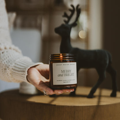 Sweet Water Decor Fraser Fir Candle, 9oz Amber Glass Jar, Winter Scent