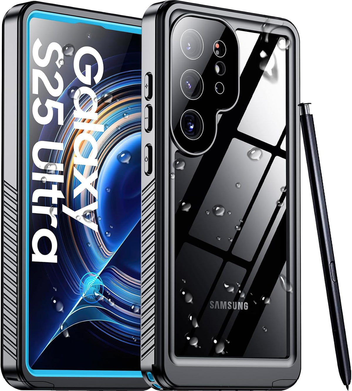 Temdan Compatible with iPhone 17 Pro Case,Waterproof Built-in Screen & Camera Protector IP68 Underwater Full Body 17FT Military Dropproof Shockproof Phone Case 6.3"-Blue/Clear