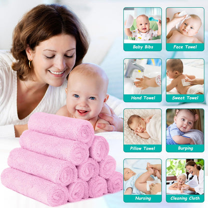 HOMEXCEL Baby Washcloths 24 Pack Microfiber Coral Fleece Soft Wash Cloths