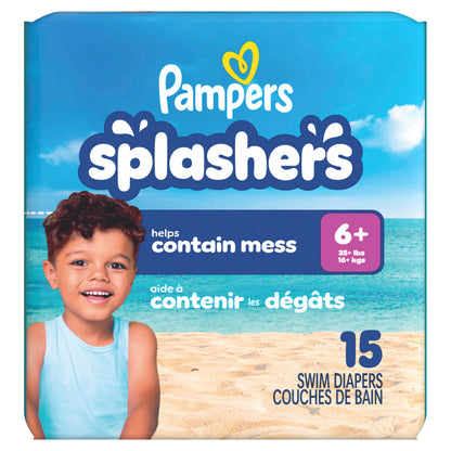 Pampers Splashers Swim Diapers, Size 4, 18 Count, Disposable Swim Diapers, Contains Mess, No Swell
