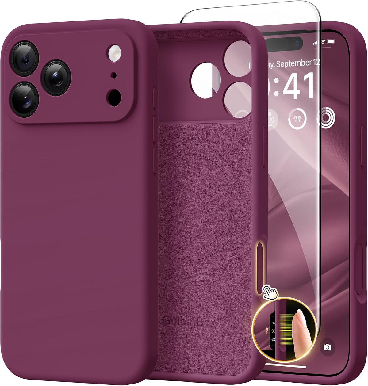 GolbinBox Magnetic for iPhone 13/14 Case, Silicone Cover, Blackcurrant
