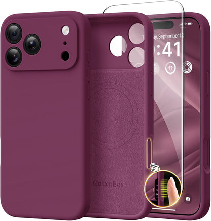 GolbinBox Magnetic for iPhone 13/14 Case, Silicone Cover, Blackcurrant