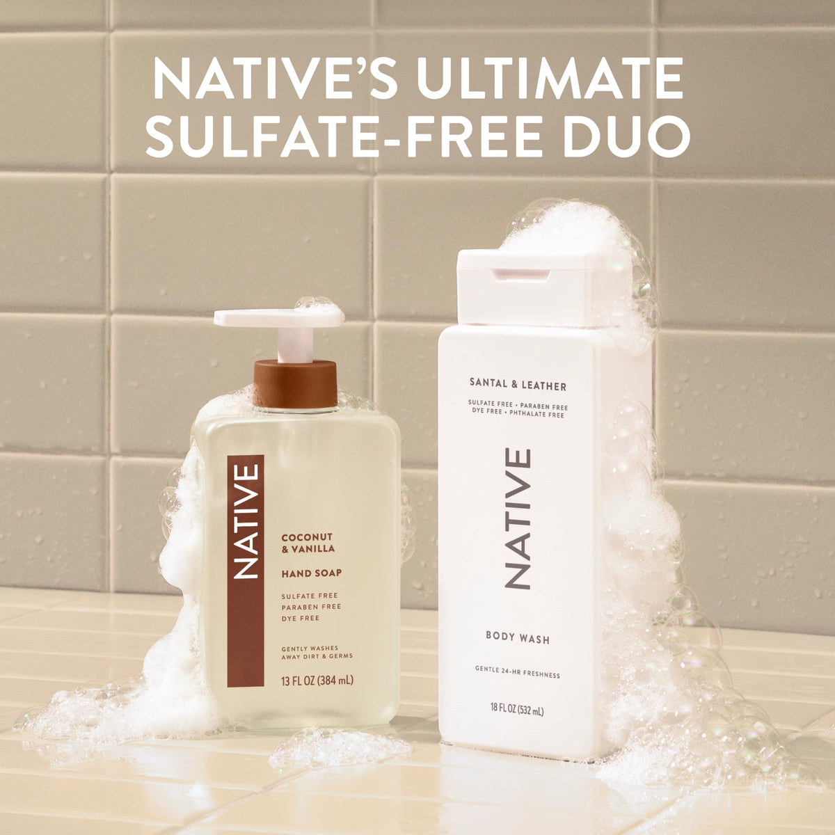 Native Clean Body Wash for Women & Men, Powder & Cotton Scent, 18 fl oz