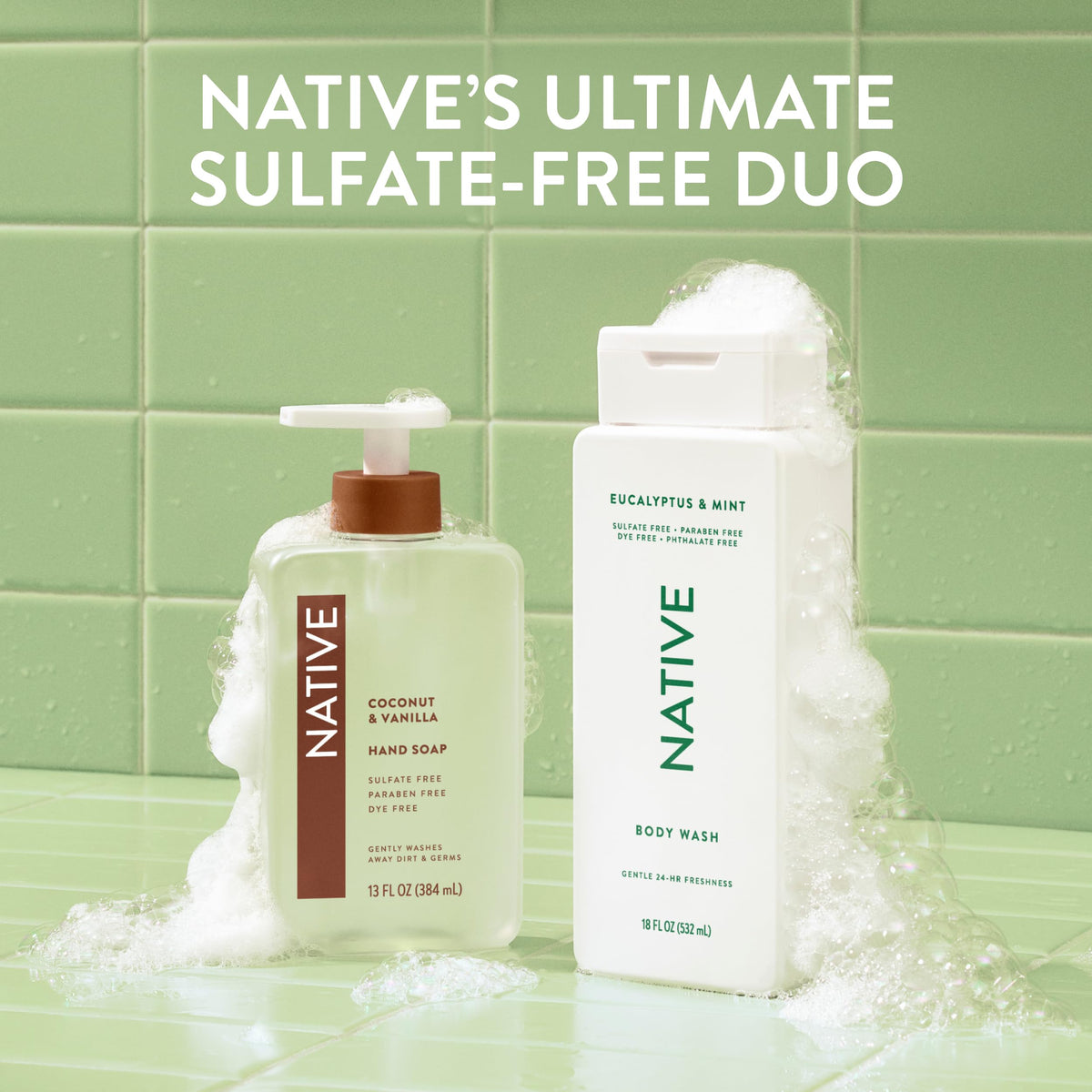Native Body Wash 3 Pack - Natural Body Wash Women & Men - SLS & Paraben Free - Cucumber & Mint, Coconut & Vanilla, Lavender & Rose