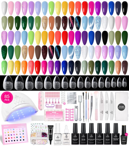 Beetles Gel Nail Polish Kit with U V Light - 80Pcs 55 Colors Gel Nail Kit